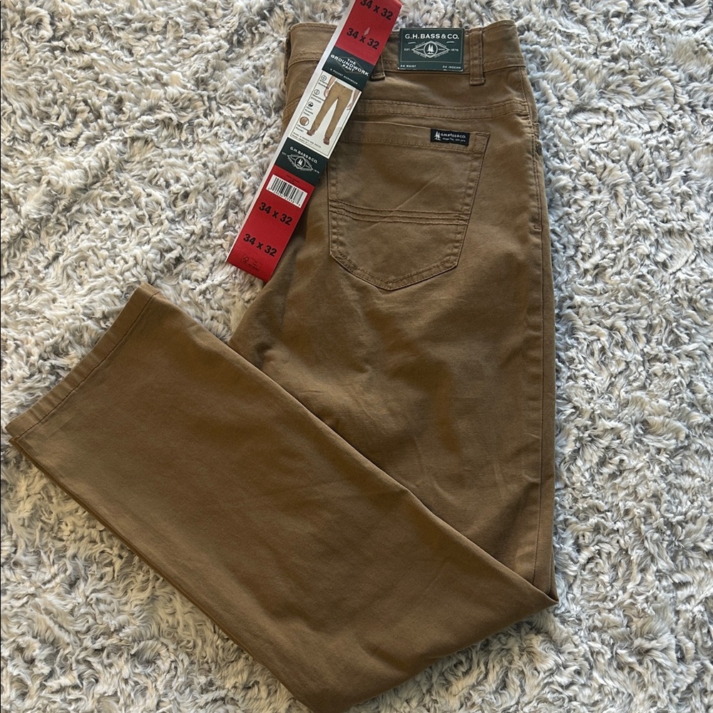 NWT G.H. Bass & Co. Men's Brown Pants Size 34/32